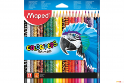 Kredki COLORPEPS ANIMALS trójkątne 24kolorów 832224 MAPED