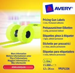 Etykiety cenowe w rolce do metkownicy jednorzędowej; trwałe; 1500 etykiet; 10 rolek 12 x 26 mm, żółte AVERY ZWECKFORM