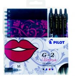 Długopis żelowy G2 VICTORIA 4 kolory + zeszyt zestaw PILOT