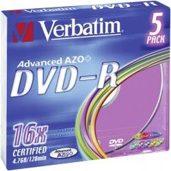 Płyta VERBATIM DVD-R slim jewel case 4,7GB 16x Matt Silver
