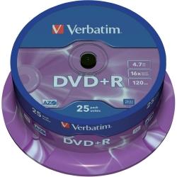 Płyta VERBATIM DVD+R cake box 25 4.7GB 16x Matt Silver