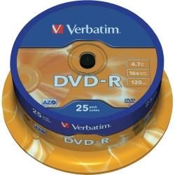 Płyta VERBATIM DVD-R cake box 25 4.7GB 16x Matt Silver