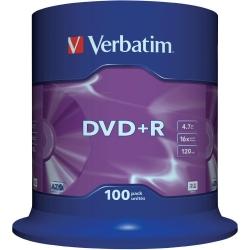 Płyta VERBATIM DVD+R cake box 100 4.7GB 16x Matt Silver