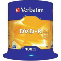 Płyta VERBATIM DVD-R cake box 100 4.7GB 16x Matt Silver